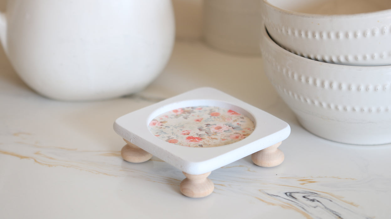 Recycled Teacup Eucalyptus Lavender Candle with Wooden Riser