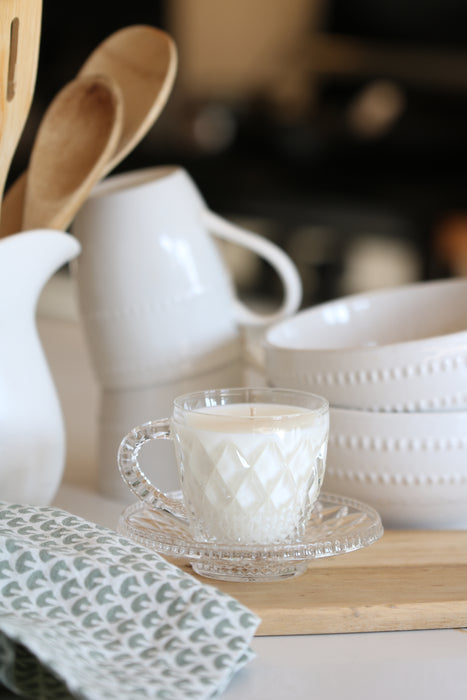Recycled Teacup & Saucer Candle - Sea Salt & Orchid