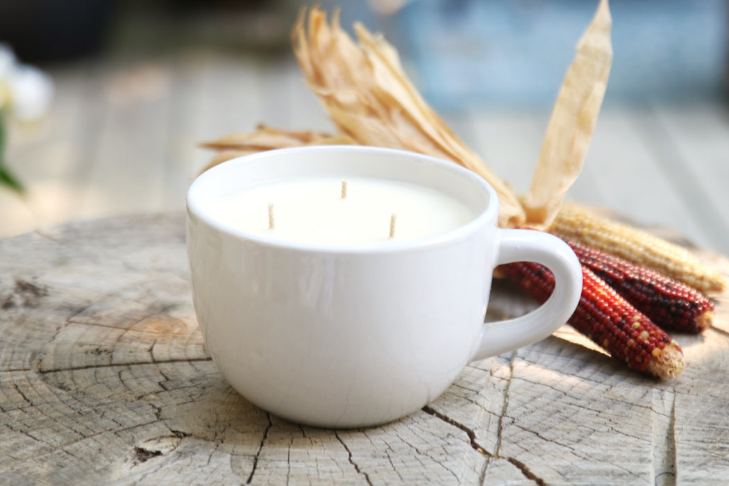 Recycled Teacup Candle - Peppermint Latte