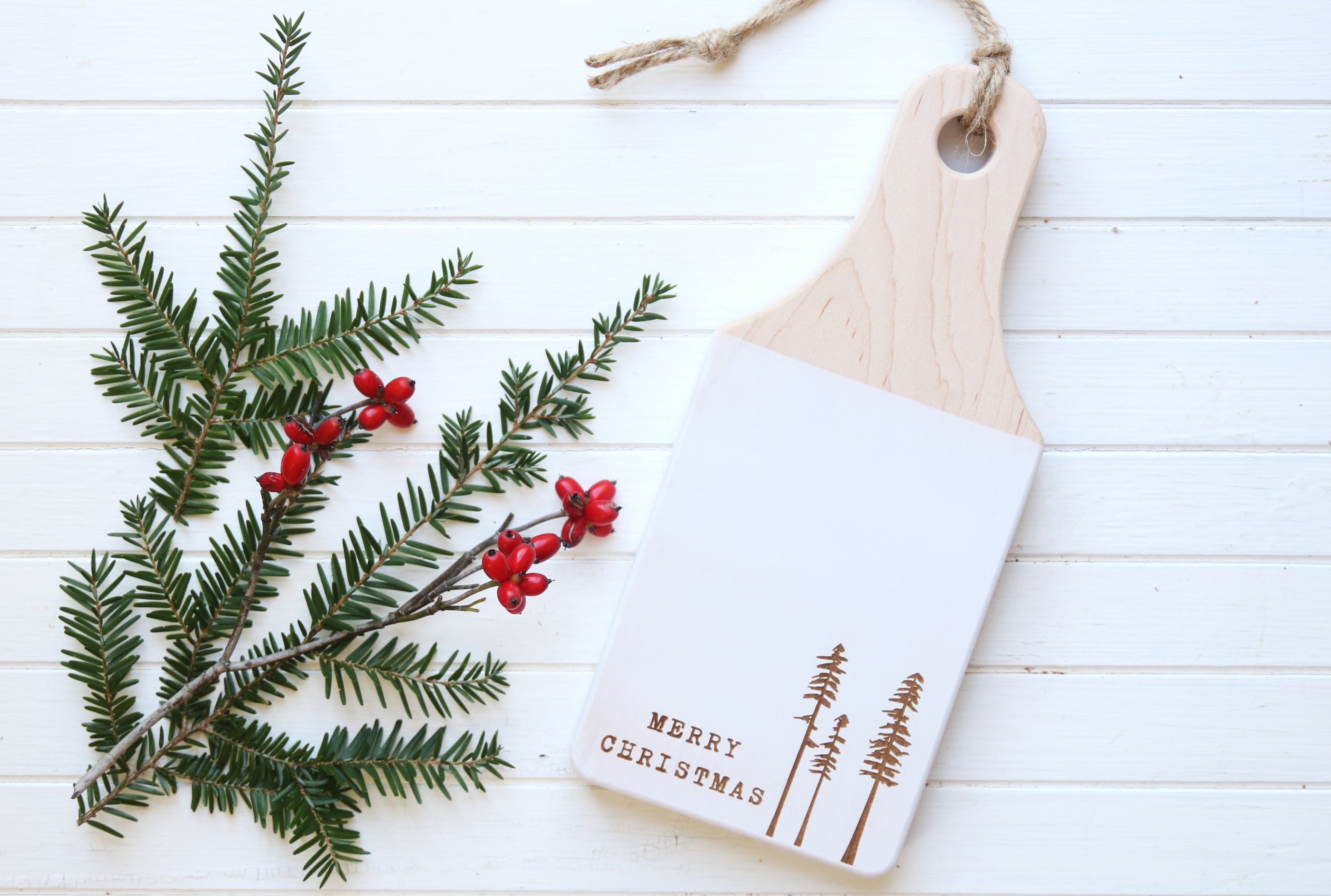 Wooden Christmas Decorative Cutting Board The White Cottage Co.