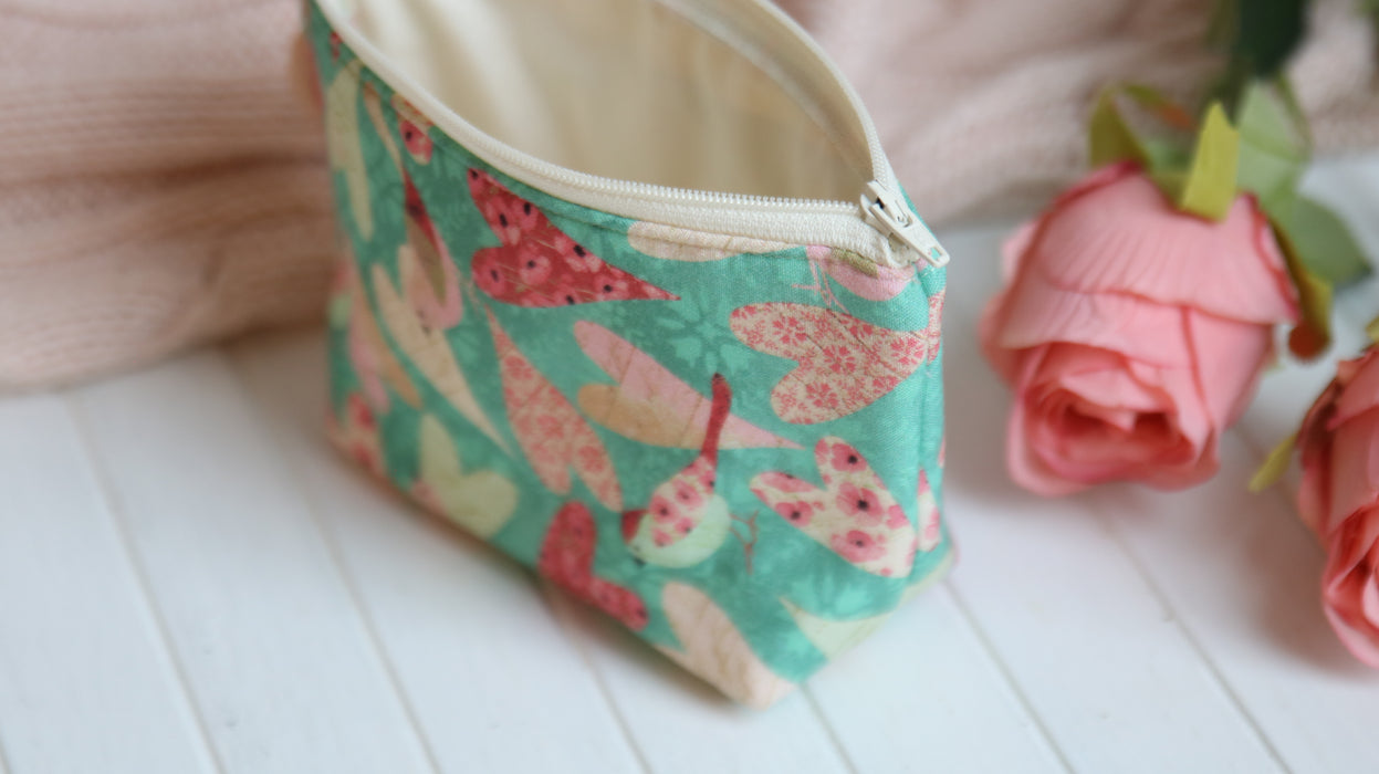 Vintage Hearts Zipper Pouch