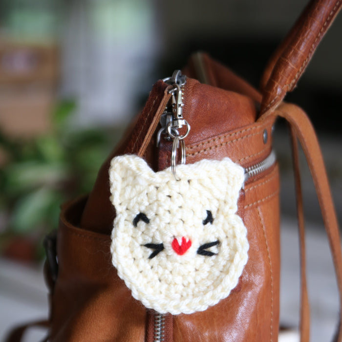 Crocheted Cat Keychain