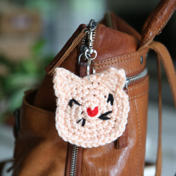 Crocheted Cat Keychain
