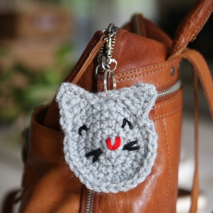 Crocheted Cat Keychain