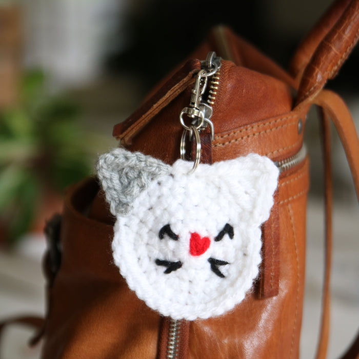 Crocheted Cat Keychain
