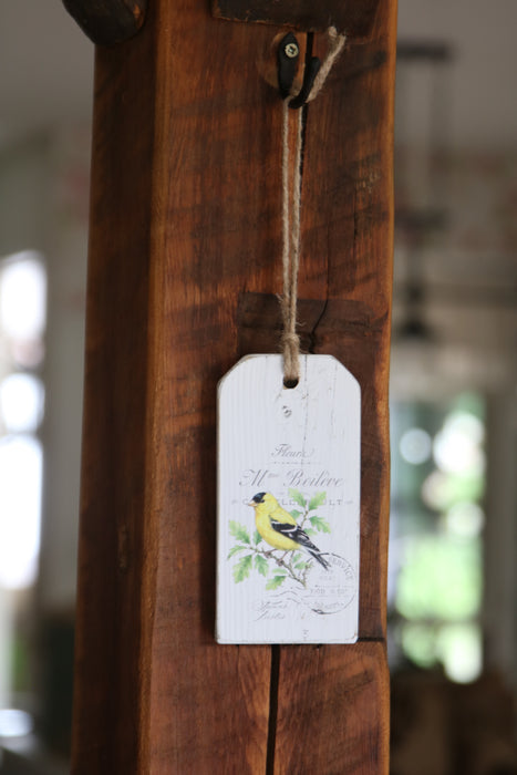 Reclaimed Wood Vintage Bird Tag
