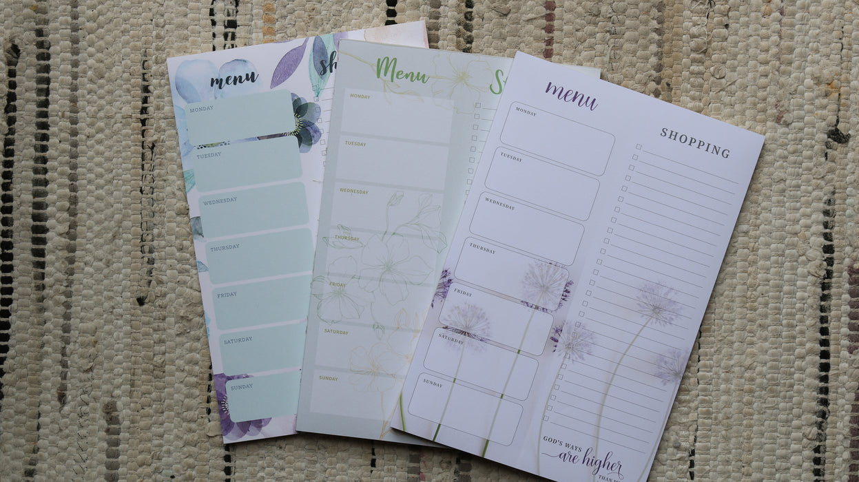 Weekly Menu & Shopping List Notepad