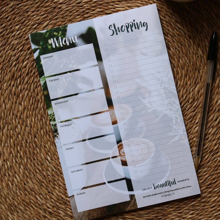 Weekly Menu & Shopping List Notepad