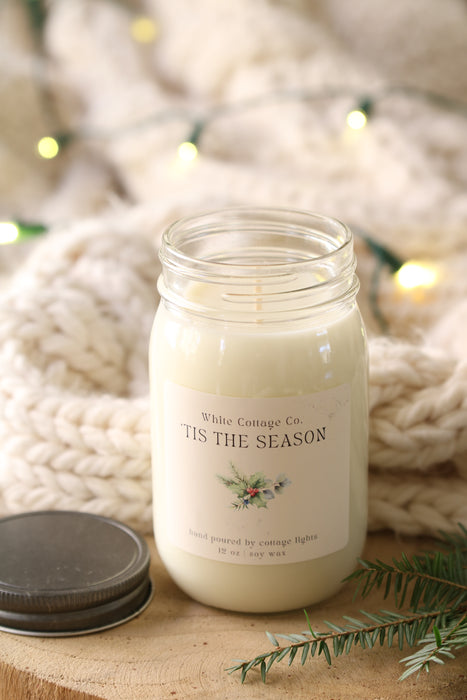 Christmas & Winter Soy Candles | 12 oz Hand-Poured Candles | 6 Seasonal Scents