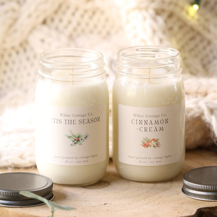Christmas & Winter Soy Candles | 12 oz Hand-Poured Candles | 6 Seasonal Scents