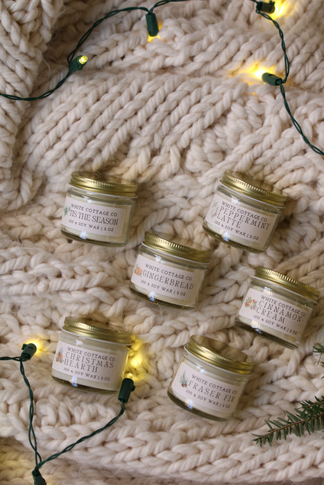 Set of 6 Hand-Poured 2 oz Candles | Christmas & Winter Mini Soy Candle Gift Set | Boxed Holiday Gift
