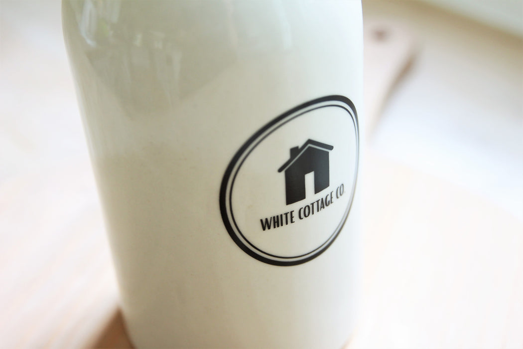 Stoneware White Cottage Co. Milk Bottle