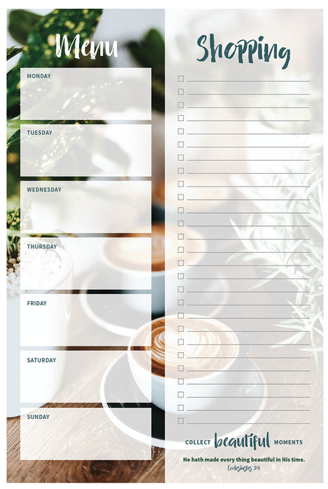 Weekly Menu & Shopping List Notepad