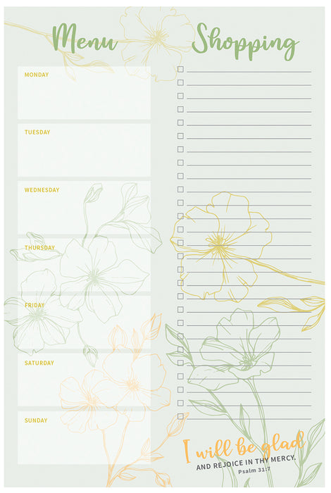 Weekly Menu & Shopping List Notepad