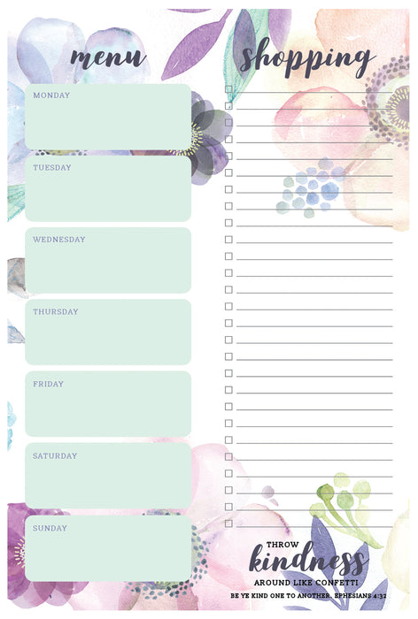 Weekly Menu & Shopping List Notepad