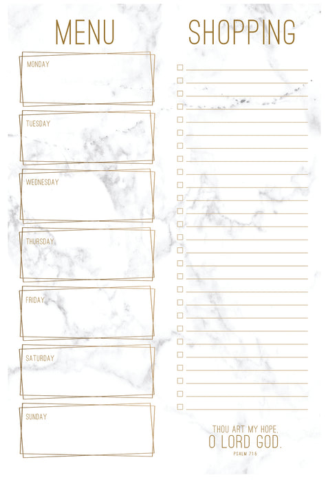 Weekly Menu & Shopping List Notepad