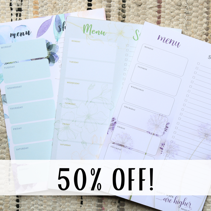 Weekly Menu & Shopping List Notepad